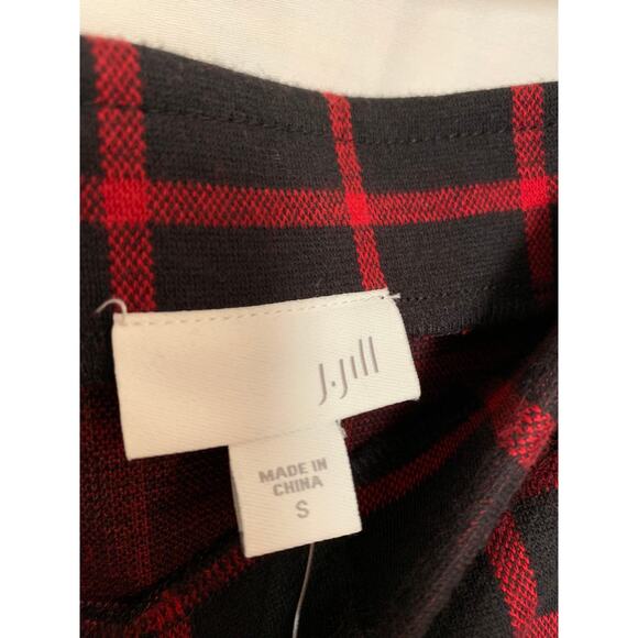 J.Jill NWT Small Women's Plaid Black/Rd Faux Wrap Soft Knee Length Skirt - Picture 6 of 7